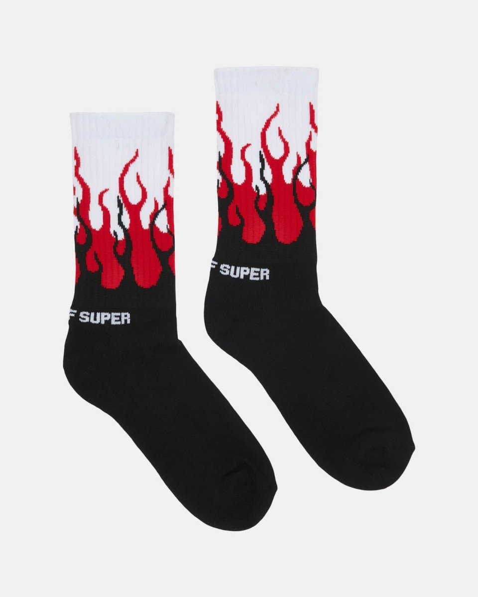 Vision Of Super RED DOUBLE FLAMES SOCKS Vendita Economica