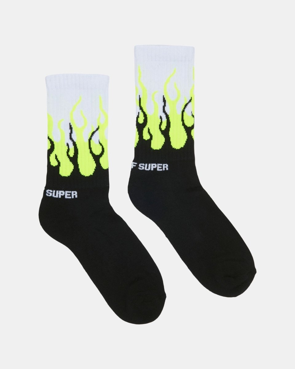 Vision Of Super YELLOW FLUO DOUBLE FLAMES SOCKS Saldi Di Fabbrica