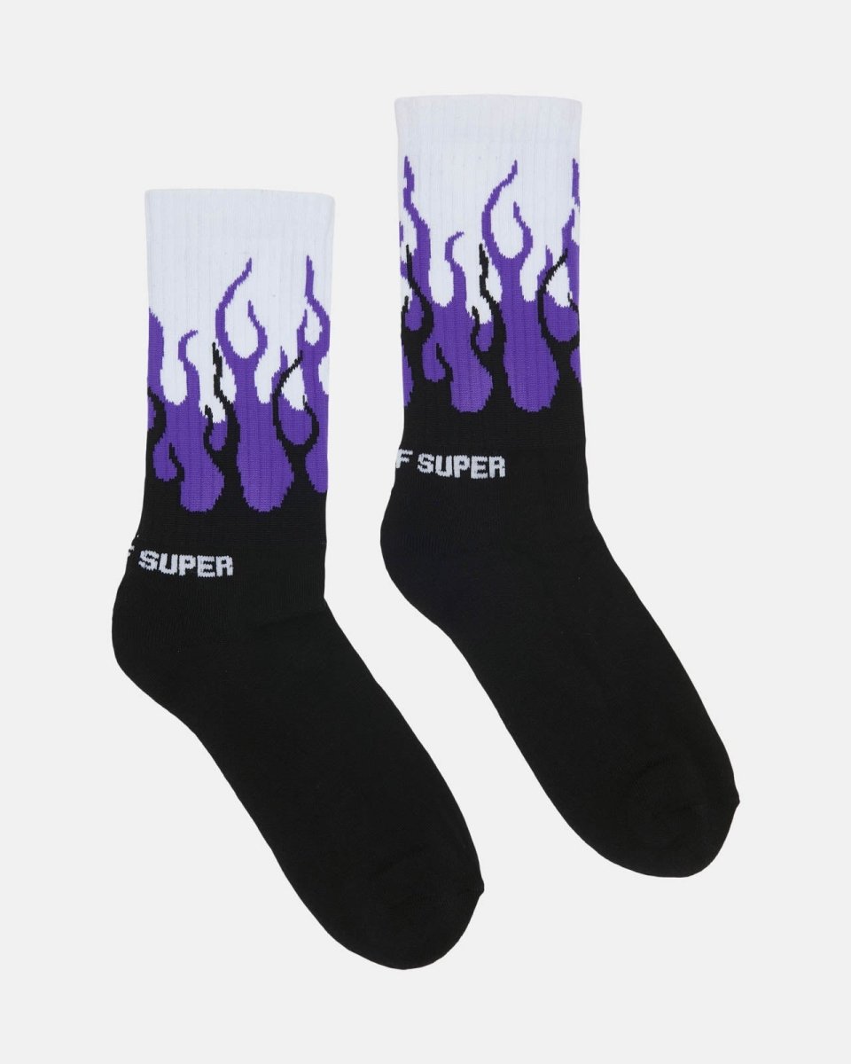 Vision Of Super PURPLE DOUBLE FLAMES SOCKS Vendite Flash