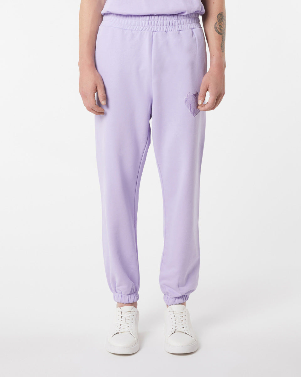 Vision Of Super LILAC PANTS WITH EMBROIDERED FLAMING HEART Qualità