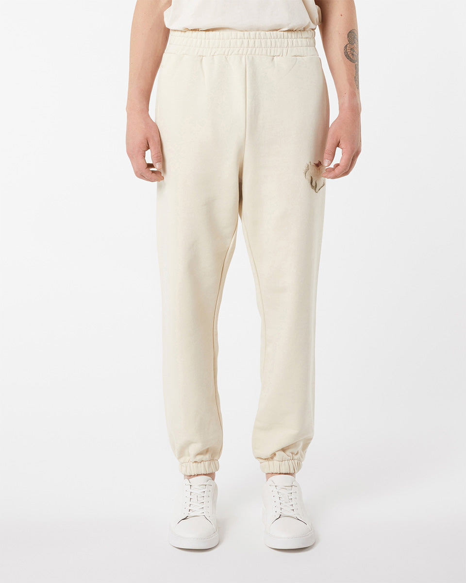 Vision Of Super SAND PANTS WHIT EMBROIDERED FLAMING HEART Soddisfazione Garantita