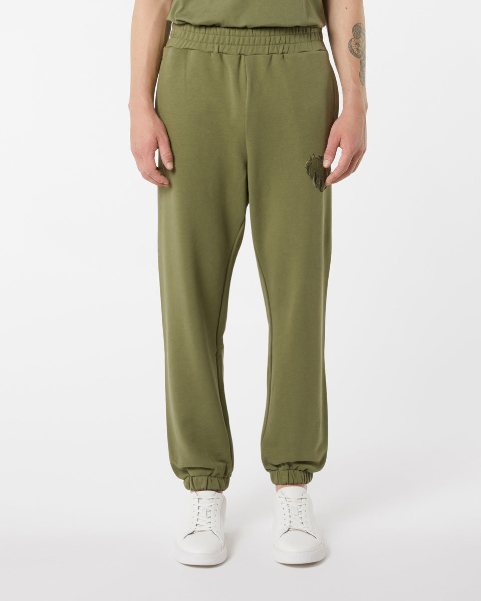 Vision Of Super GREEN PANTS WITH EMBROIDERED FLAMING HEART Qualità Garantita