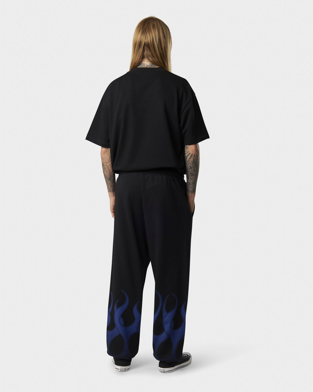 Vision Of Super BLACK PANTS WITH BLUE FLAMES Acquista Ora