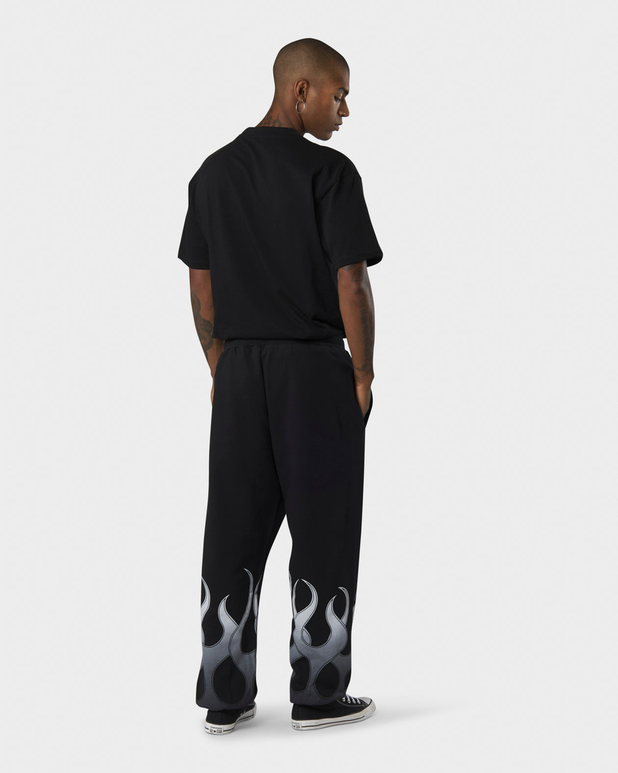 Vision Of Super BLACK PANTS WITH WHITE FLAMES Consegna Veloce