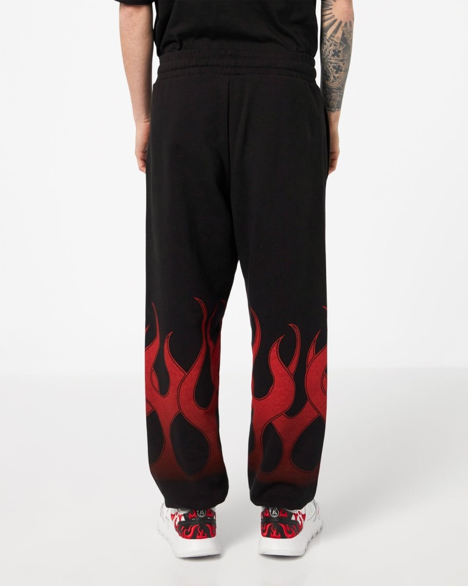 Vision Of Super BLACK PANTS WITH RED FLAMES Promozione Limitata
