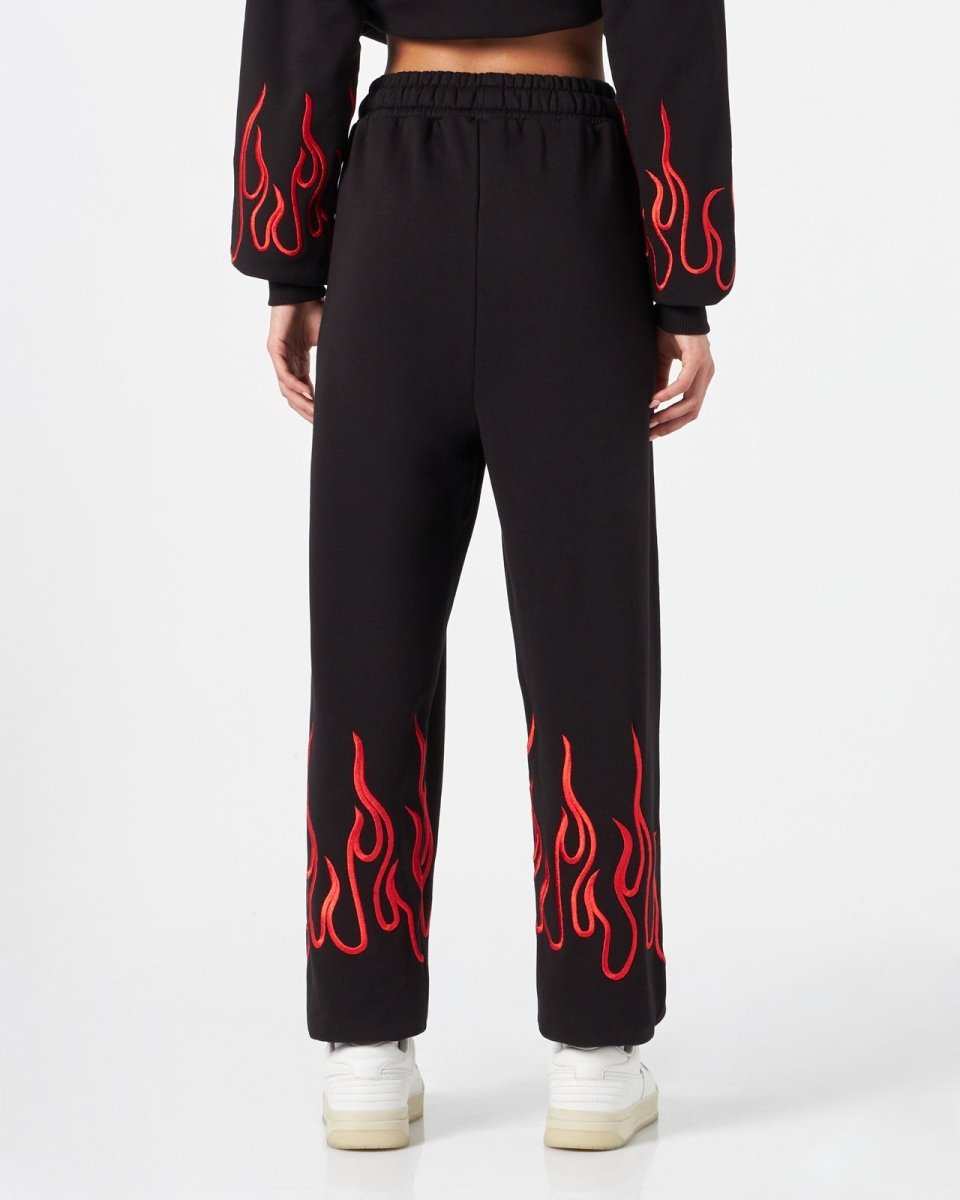 Vision Of Super BLACK WOMAN PANTS WITH RED FLAMES Sottocosto