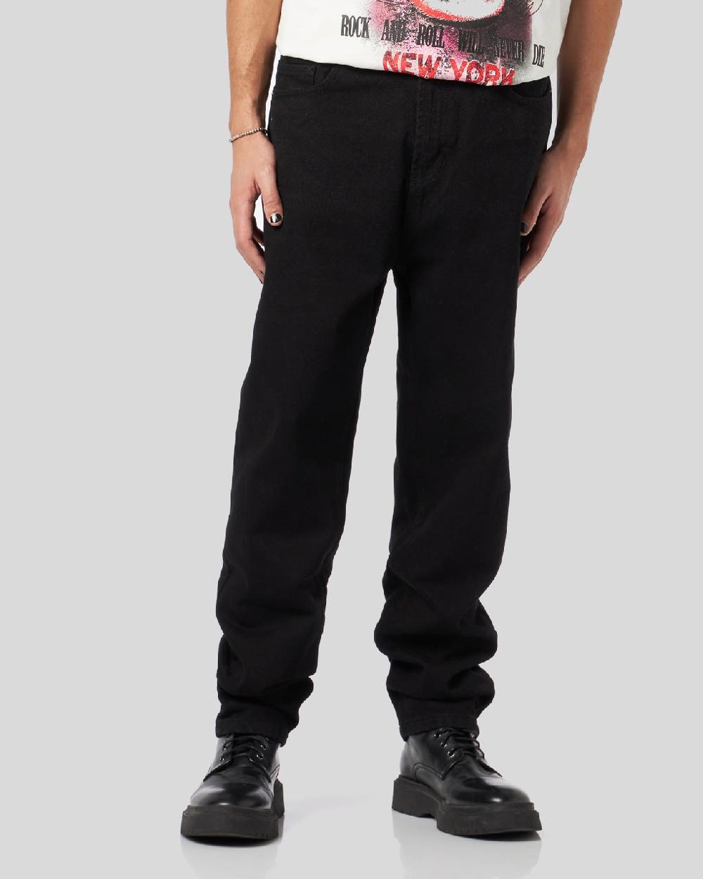 Vision Of Super BLACK DENIM JEANS WITH PRINTED FLAMES AND LOGO Novità