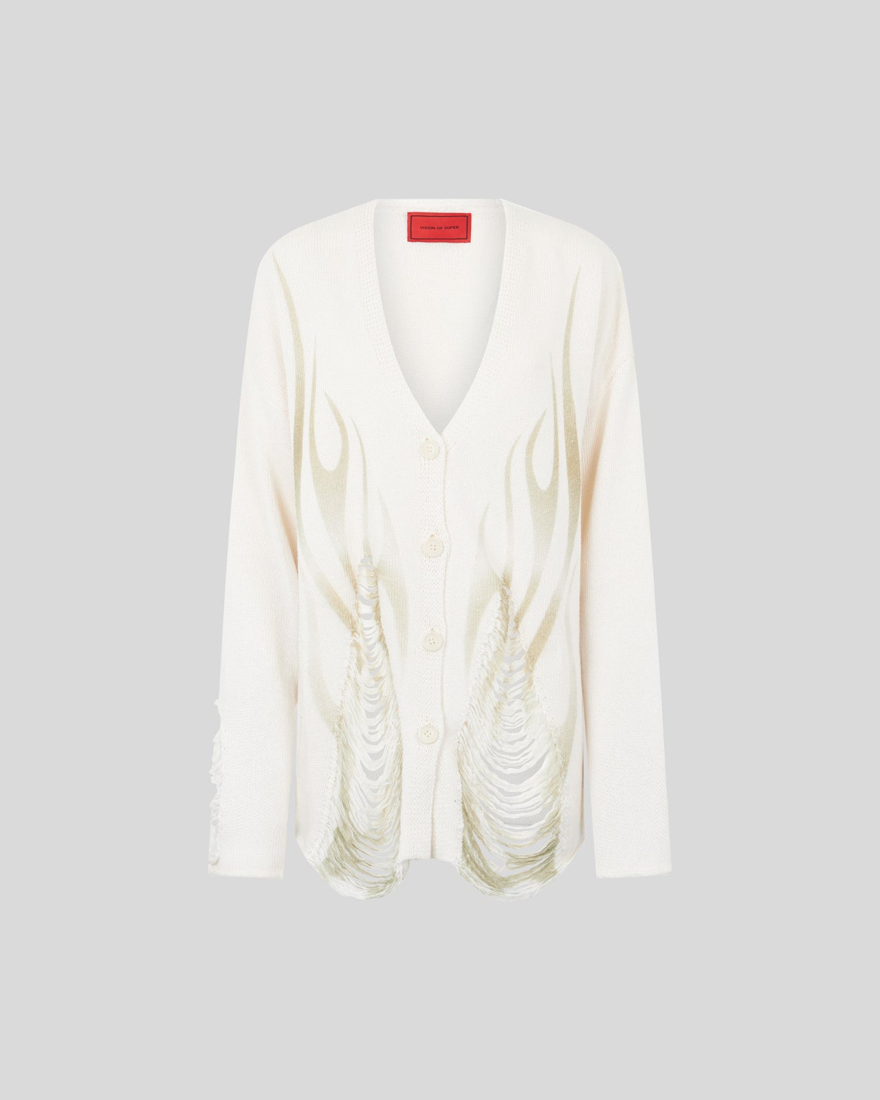 Vision Of Super SAND CARDIGAN WITH PRINTED TRIBAL FLAMES