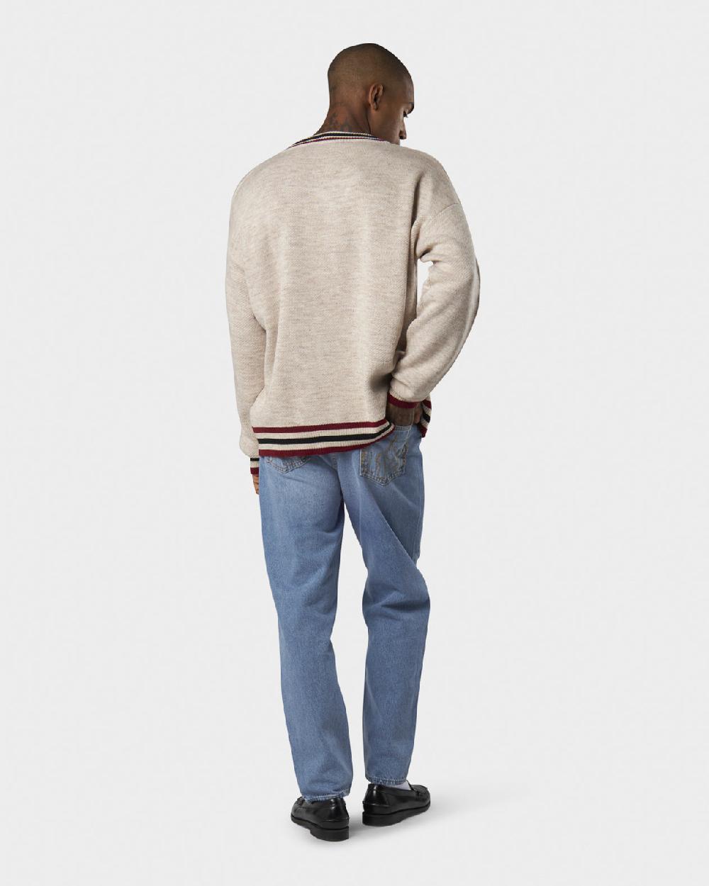 Vision Of Super SAND COLLEGE JUMPER WITH RED JACQUARD VOS HEART Offerta