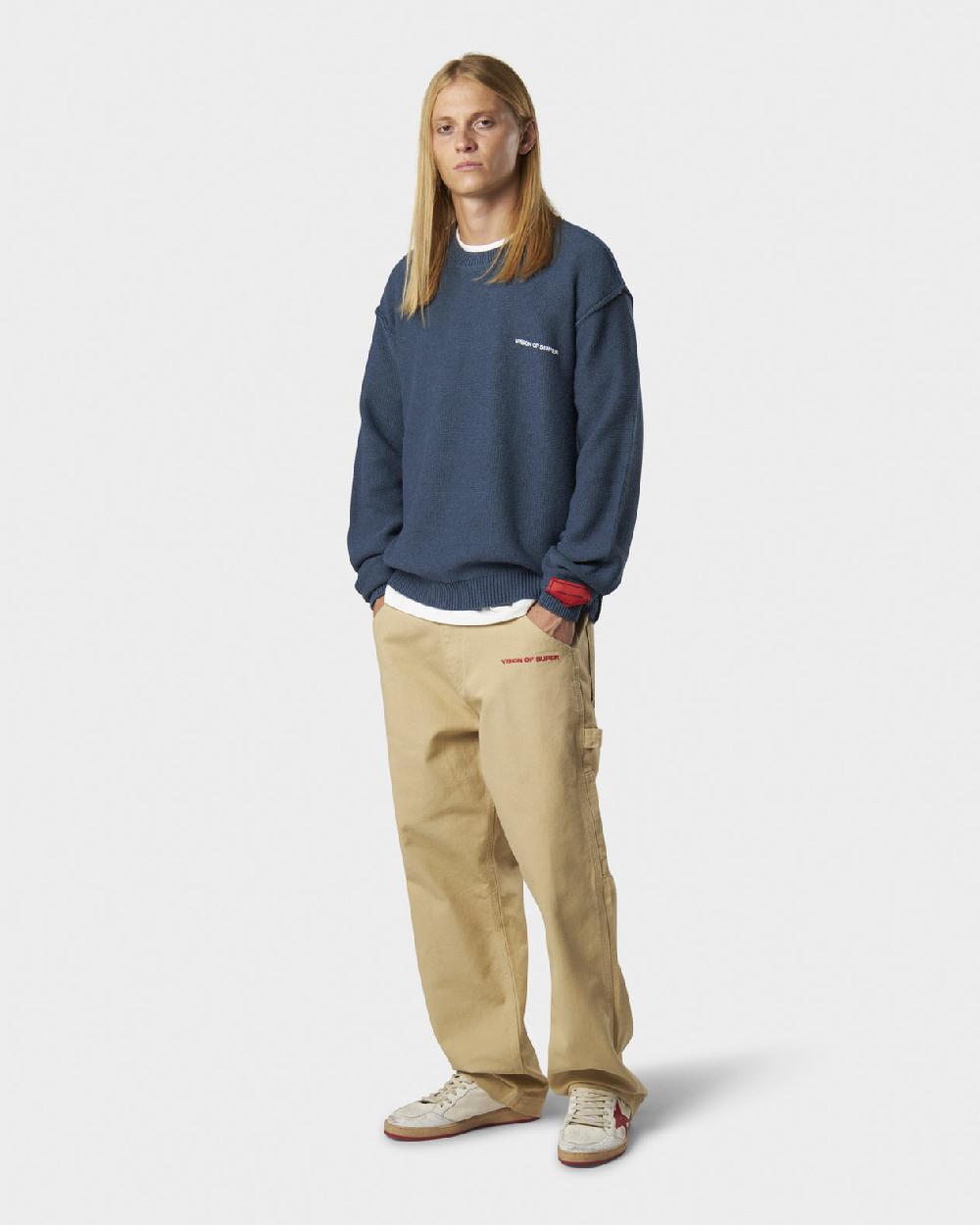 Vision Of Super BLUE JUMPER WITH WHITE PRINT VOS MILANO ON BACK AND PRINTED LOGO ON FRONT Economico