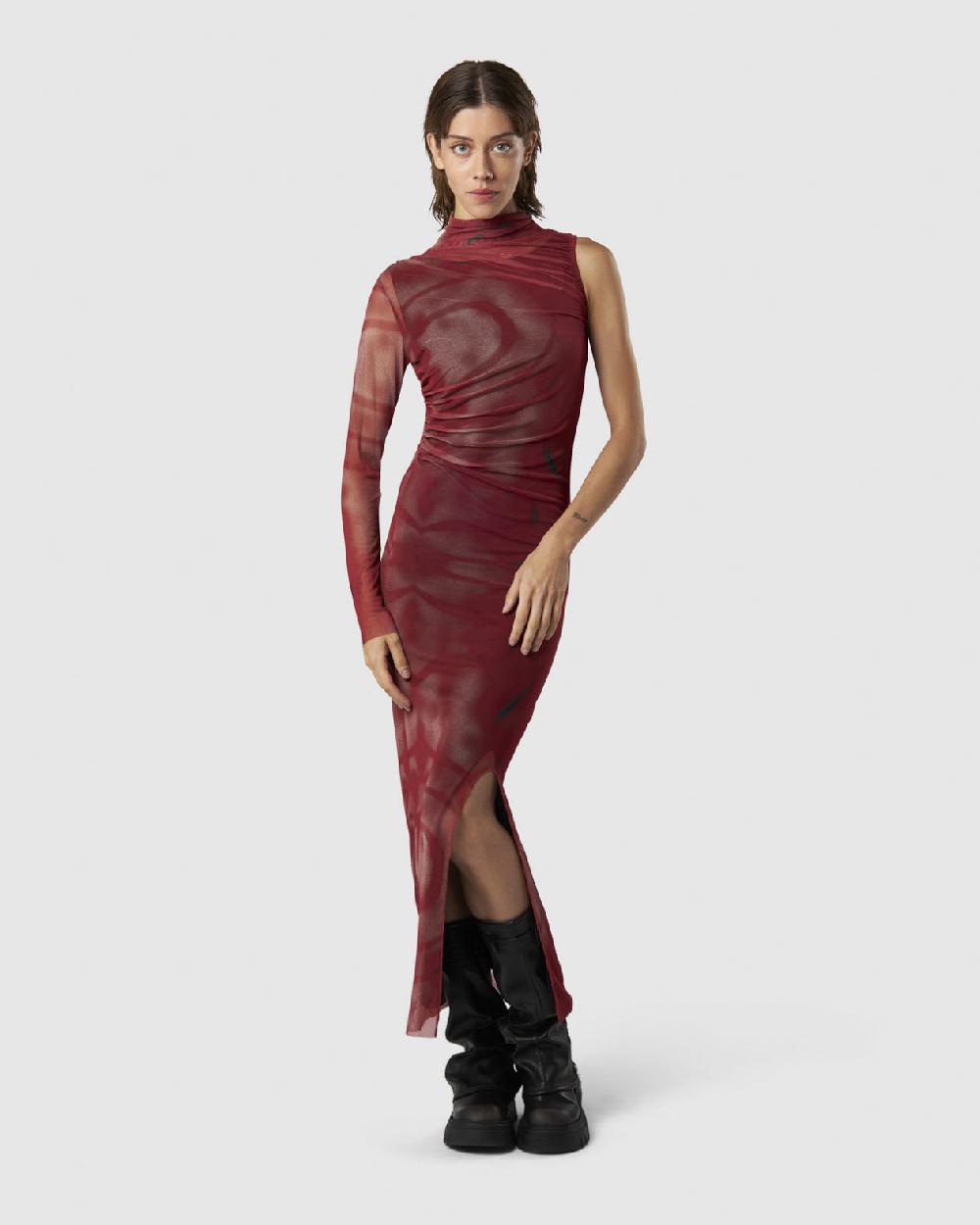 Vision Of Super ASYMMETRICAL LONG DRESS WITH RED GOTHIC GRAPHIC Outlet