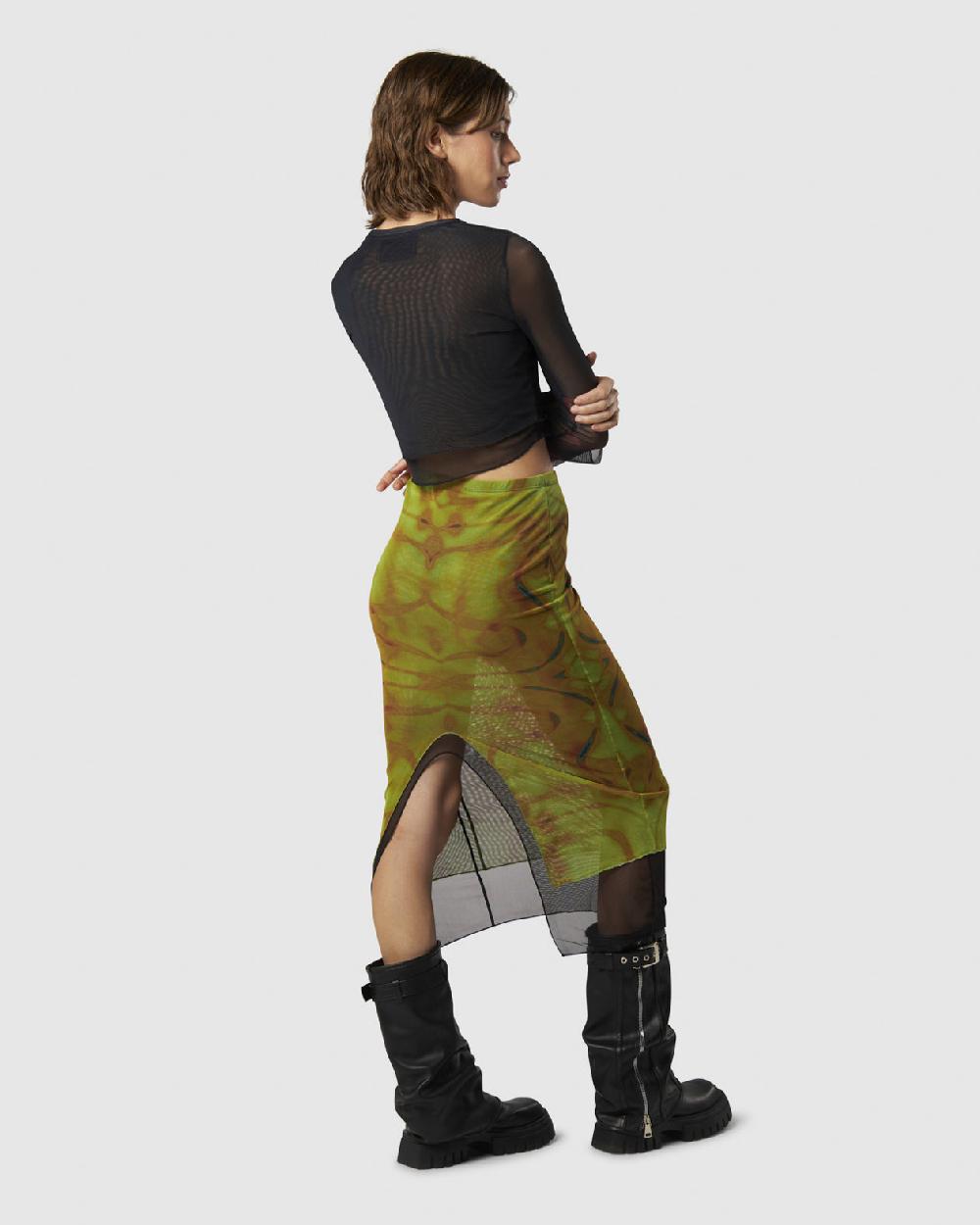Vision Of Super MIDI SKIRT WITH YELLOW TRIBAL GRAPHIC In Vendita