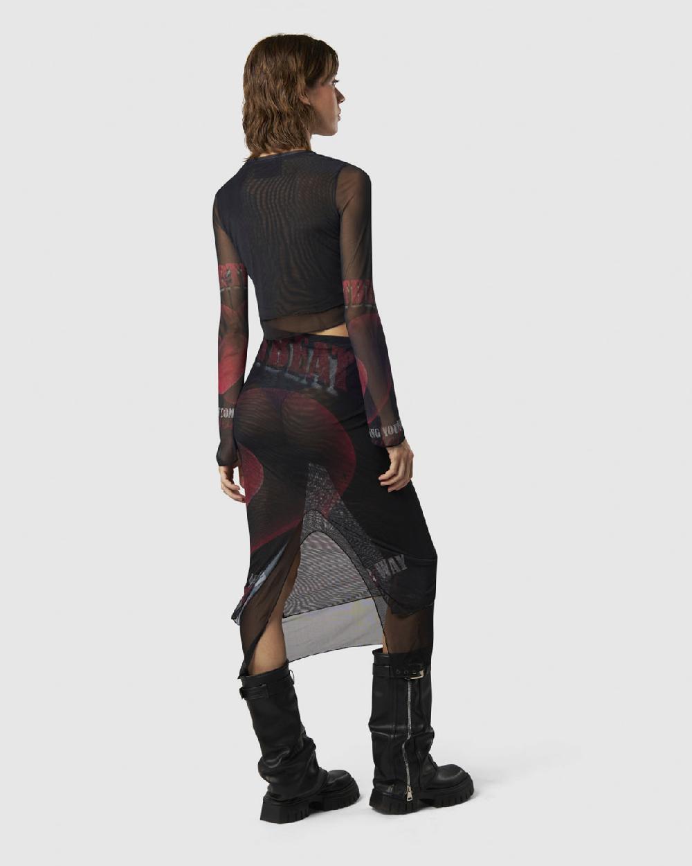 Vision Of Super MIDI SKIRT WITH VELVET HEART PRINT Offerte