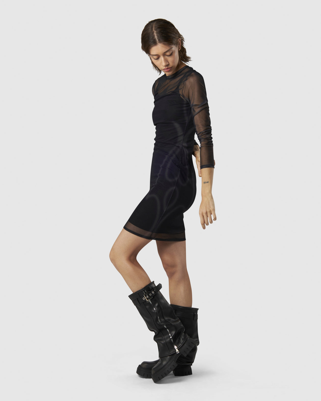 Vision Of Super BLACK DRESS WITH SAND TRIBAL FLAMES Vendita Calda