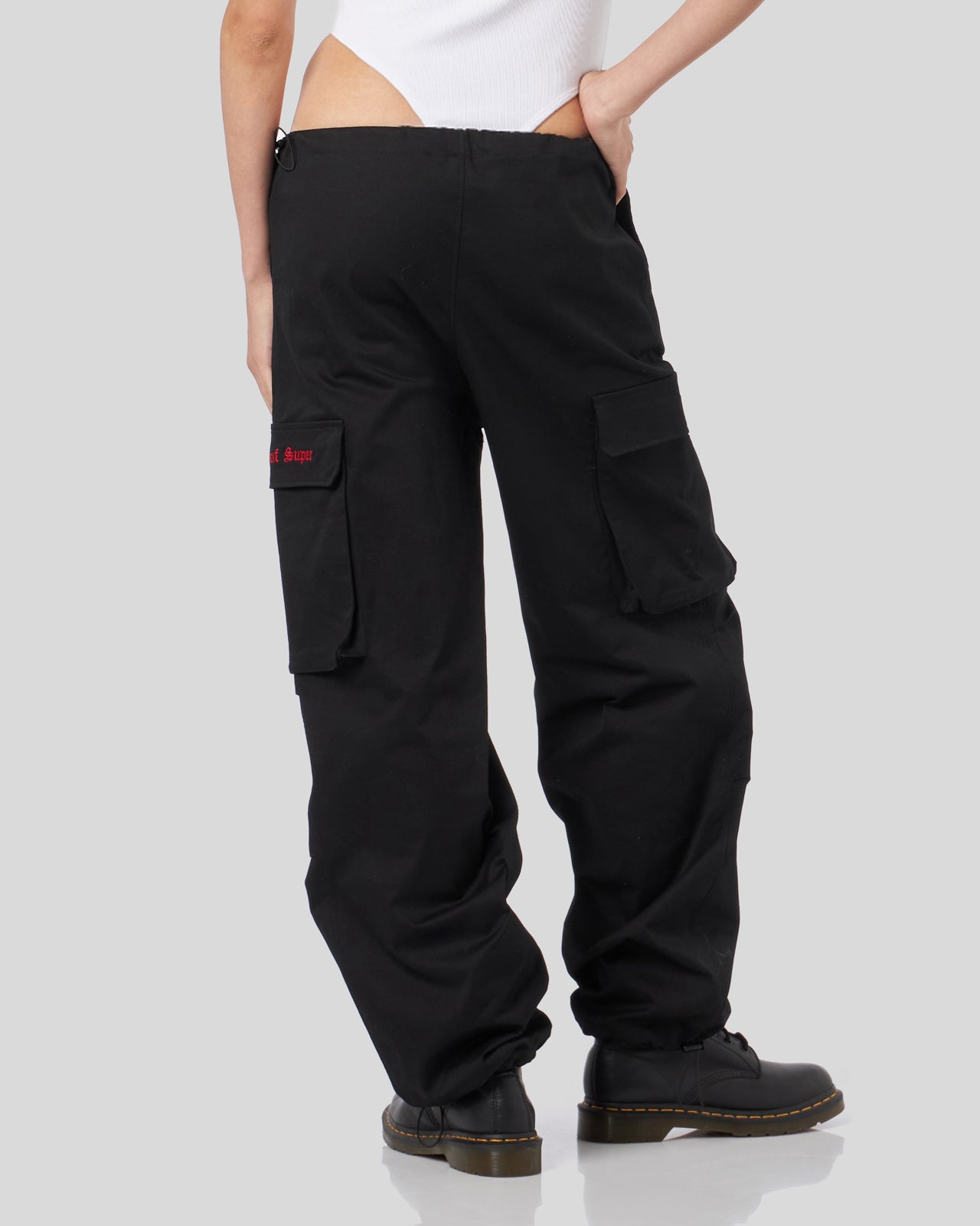 Vision Of Super BLACK CARGO PANTS WITH EMBROIDERED GOTIC LOGO I Più Venduti