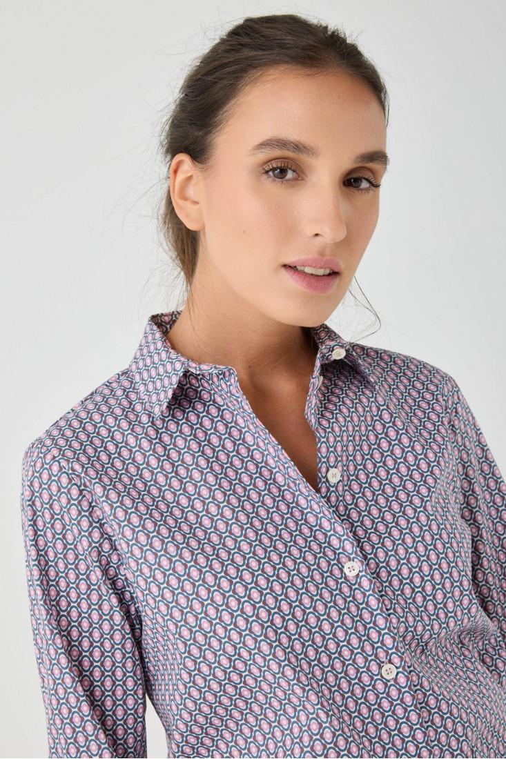 Zanetti 1965 Camicia in cotone stretch geometrico Acquista Ora
