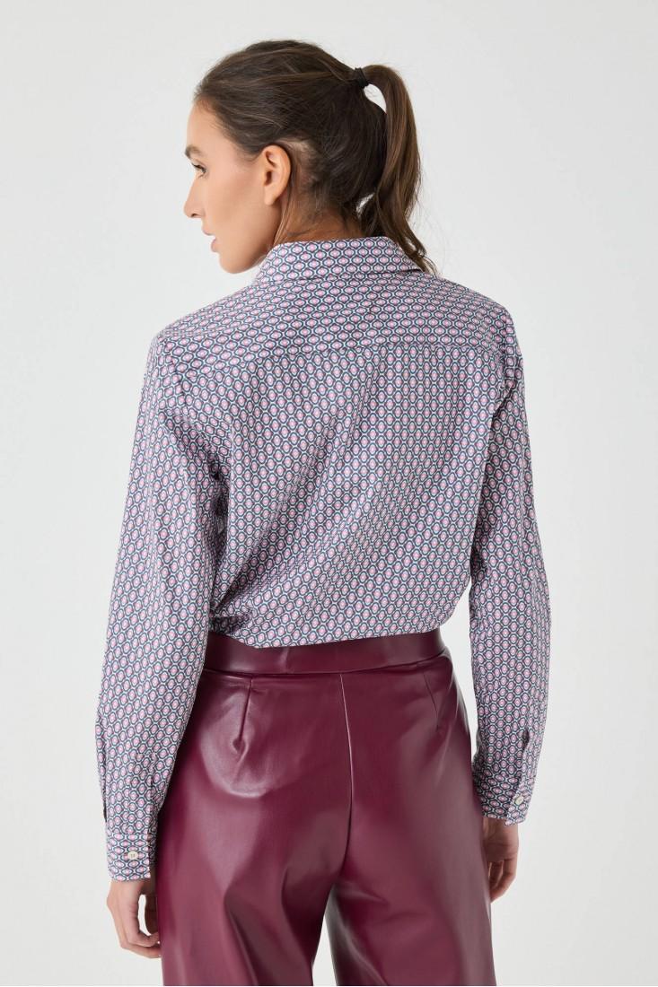 Zanetti 1965 Camicia in cotone stretch geometrico Acquista Ora