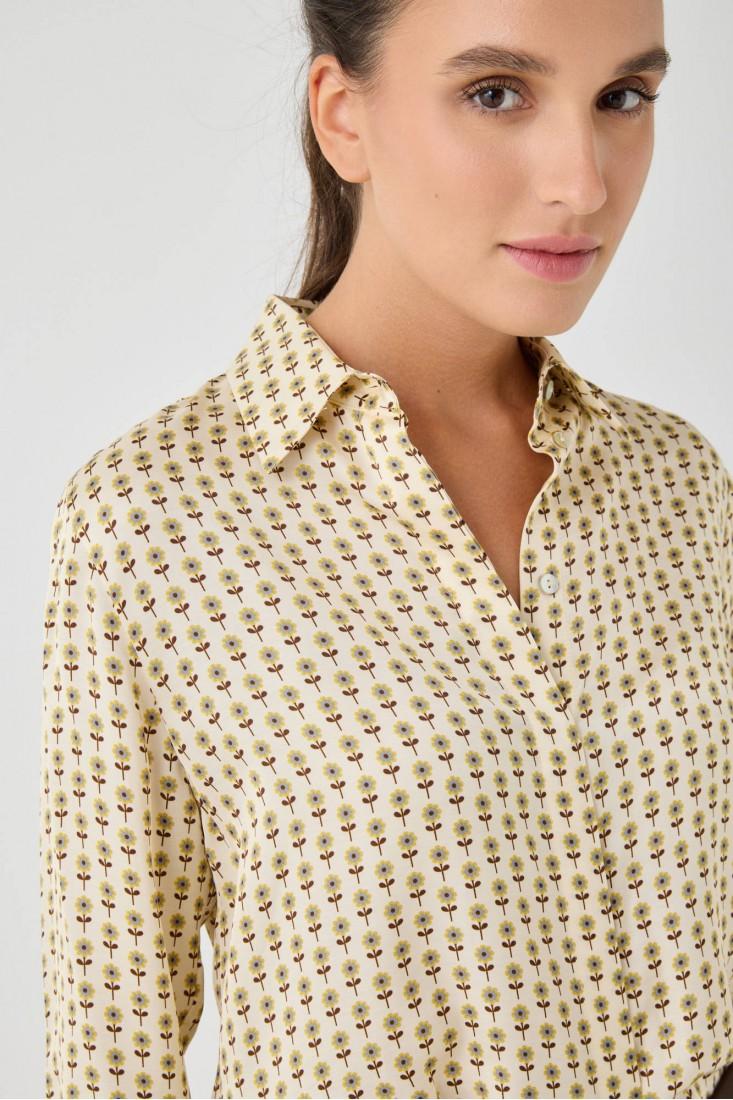 Zanetti 1965 Camicia in viscosa a fiorellini Consegna Veloce