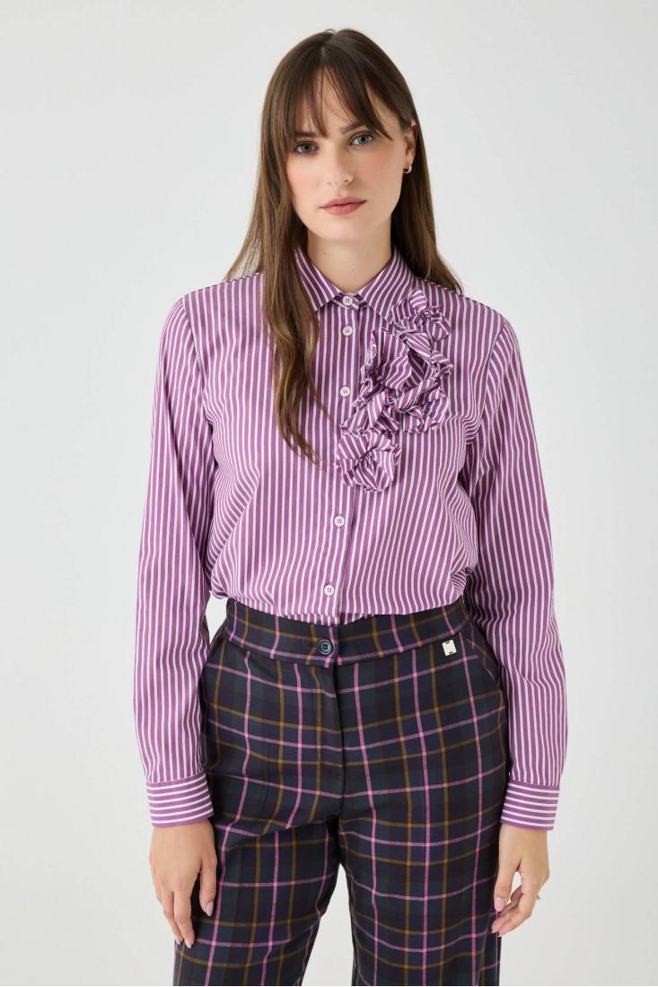 Zanetti 1965 Camicia a righe con dettaglio a fiori Promozione Limitata