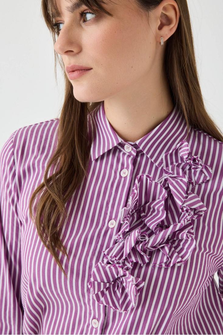 Zanetti 1965 Camicia a righe con dettaglio a fiori Promozione Limitata