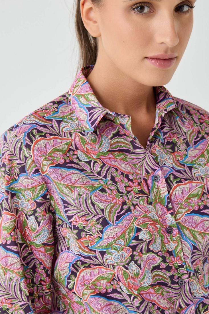 Zanetti 1965 Camicia in cotone Liberty floreale Sottocosto