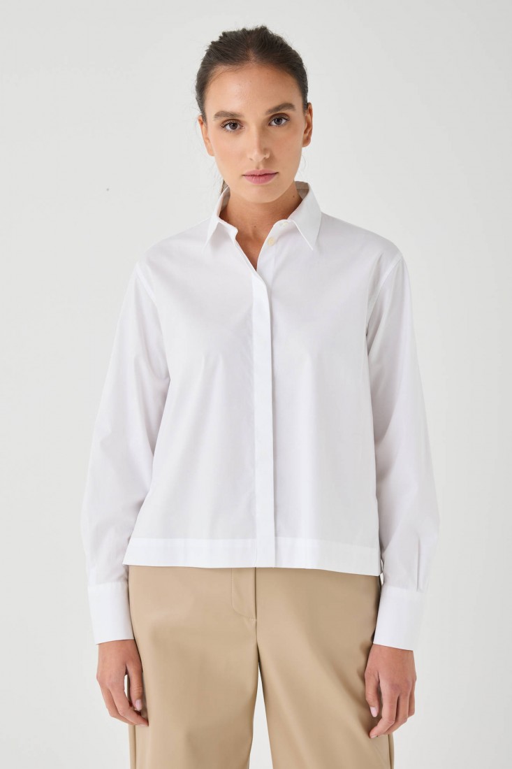 Zanetti 1965 Camicia cropped in cotone stretch Presa