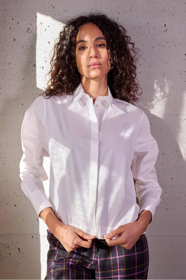 Zanetti 1965 Camicia cropped in cotone stretch Presa