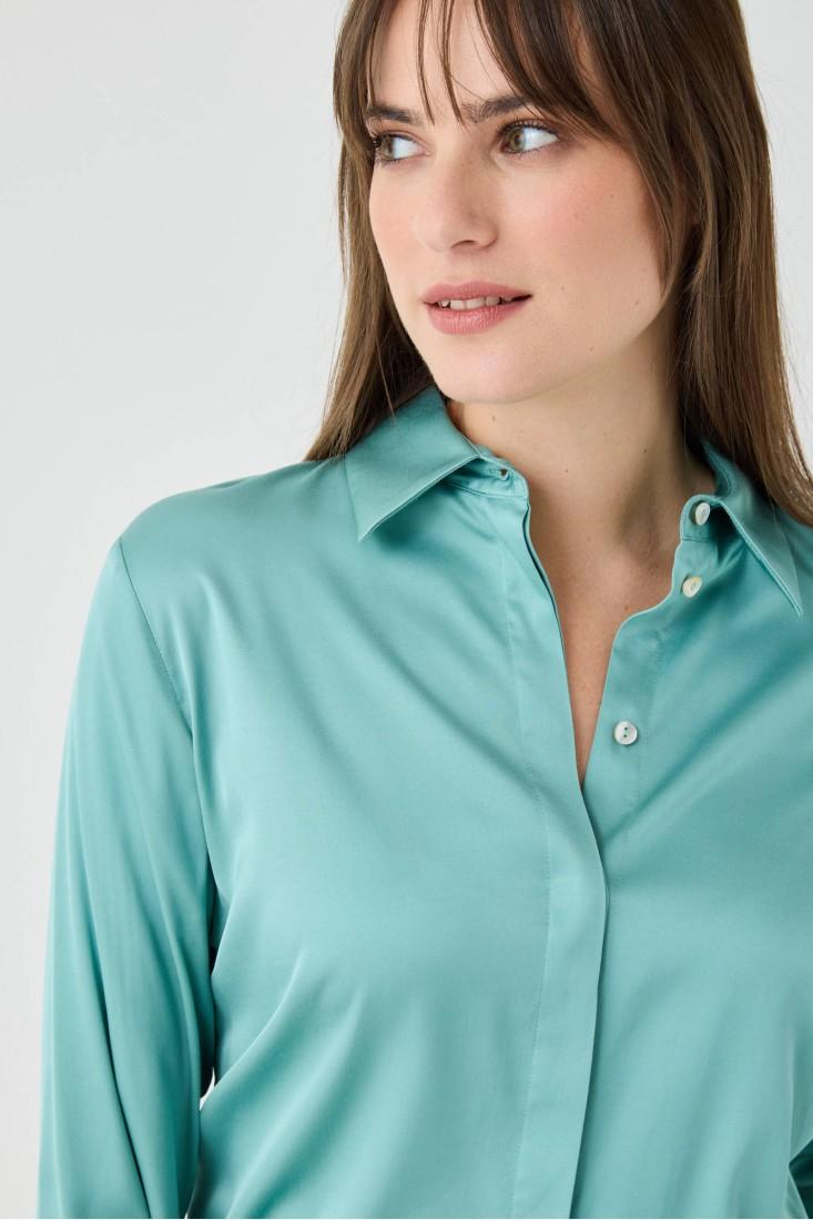 Zanetti 1965 Camicia in viscosa stretch tinta unita Economico