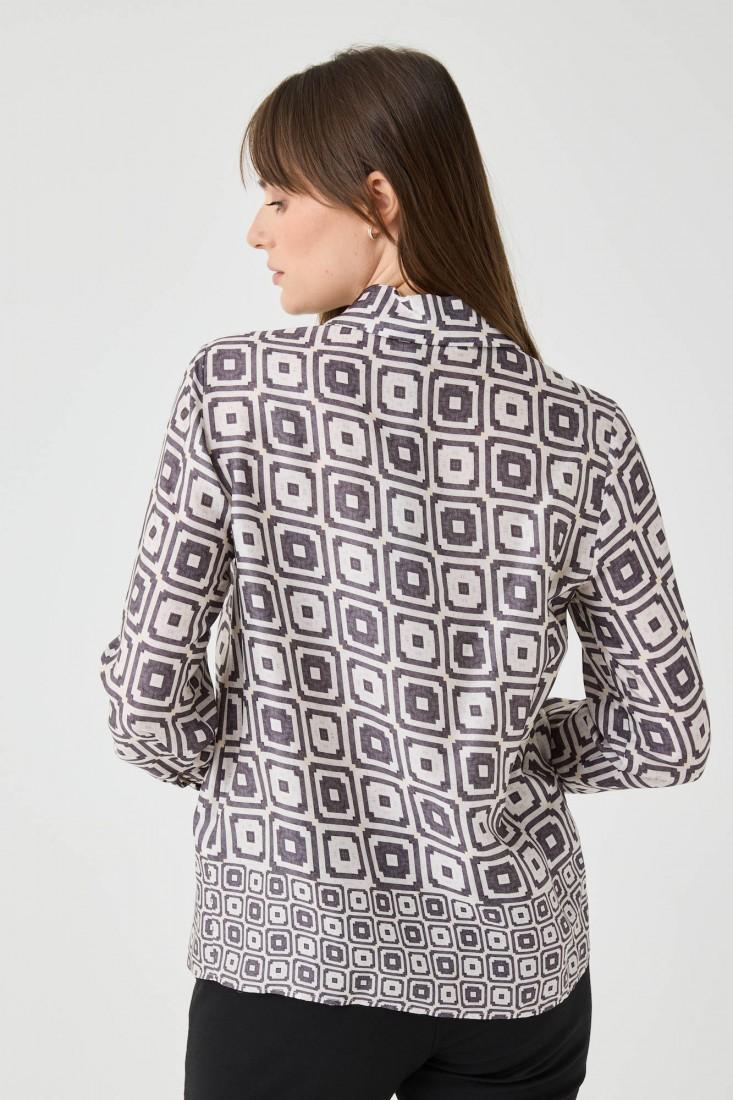 Zanetti 1965 Camicia in viscosa con stampa geometrica Vendita Economica
