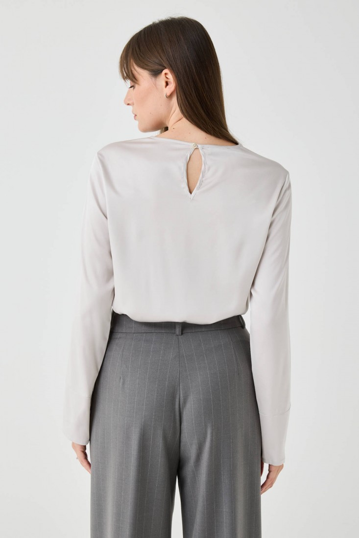 Zanetti 1965 Blusa girocollo in viscosa stretch Saldi Di Fabbrica