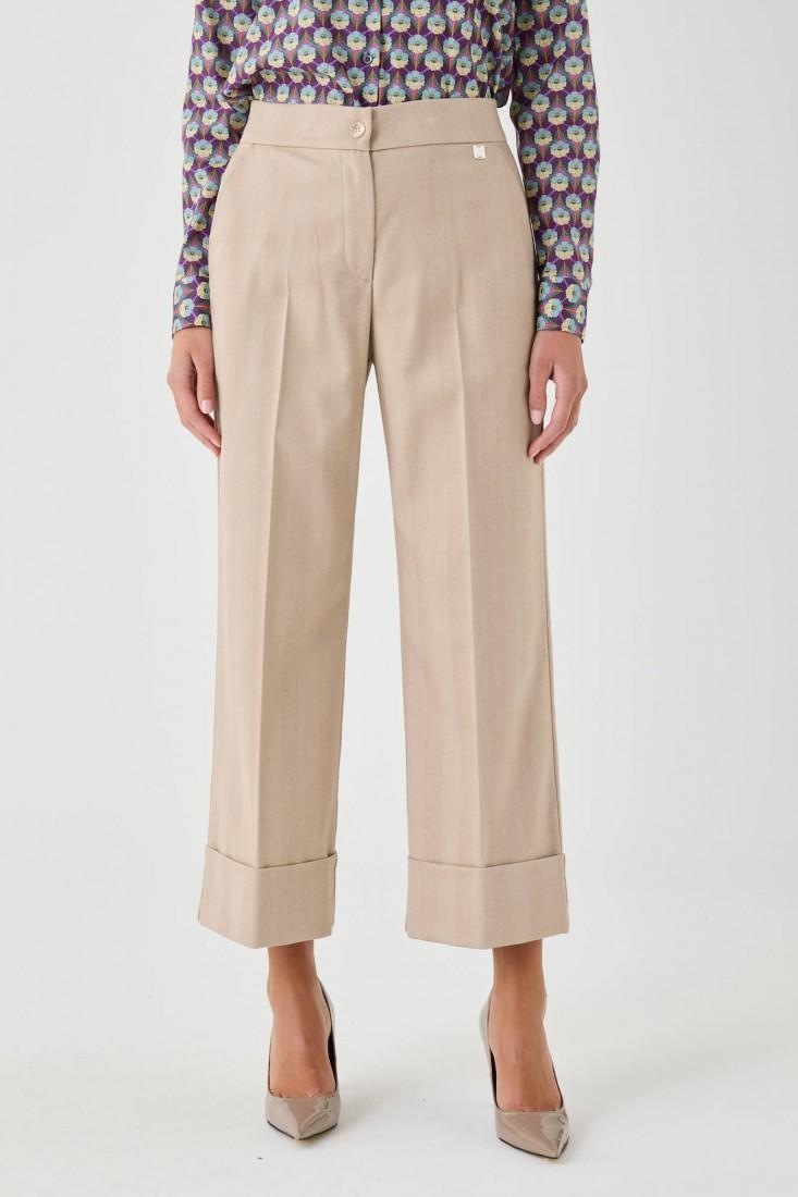 Zanetti 1965 Pantaloni palazzo cropped con risvolto Saldi