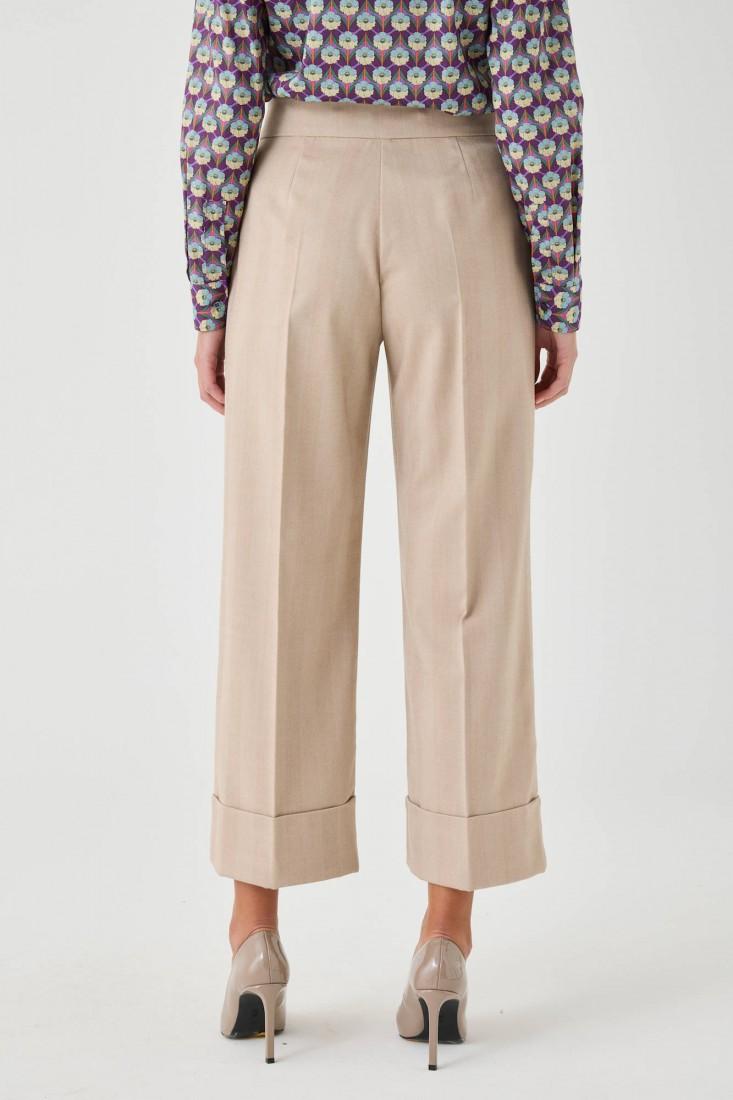 Zanetti 1965 Pantaloni palazzo cropped con risvolto Saldi