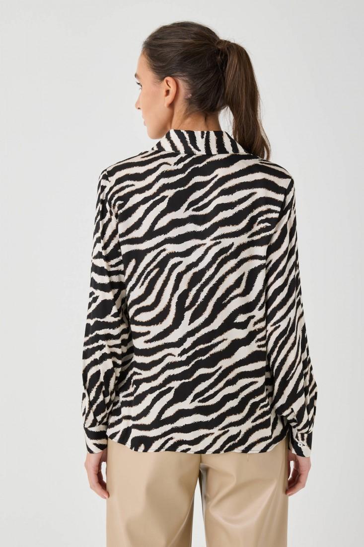 Zanetti 1965 Camicia con stampa animalier Saldi Di Fabbrica