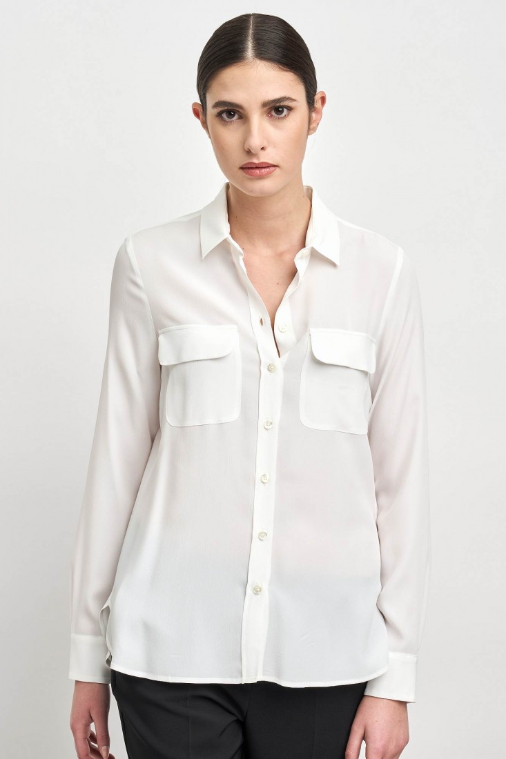 Zanetti 1965 Camicia in misto seta con tasche frontali CLOE Spedizione Gratuita