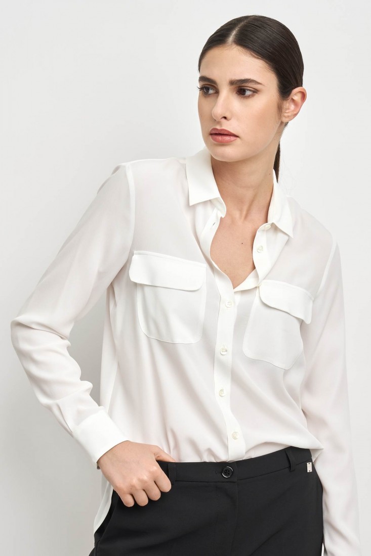Zanetti 1965 Camicia in misto seta con tasche frontali CLOE Spedizione Gratuita