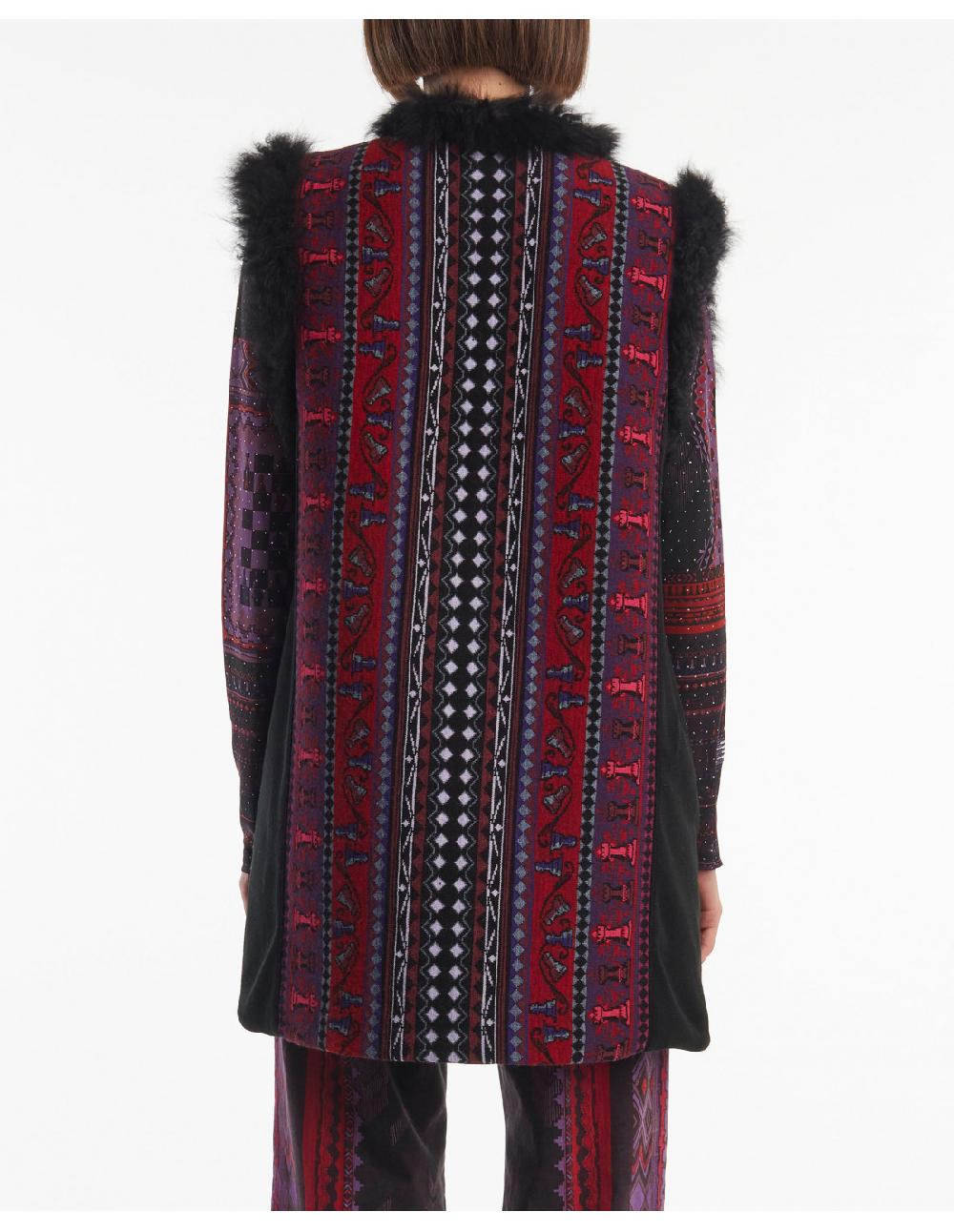 Angelo marani GILET JACQUARD C/PROFILI IN VERO PELO Qualità