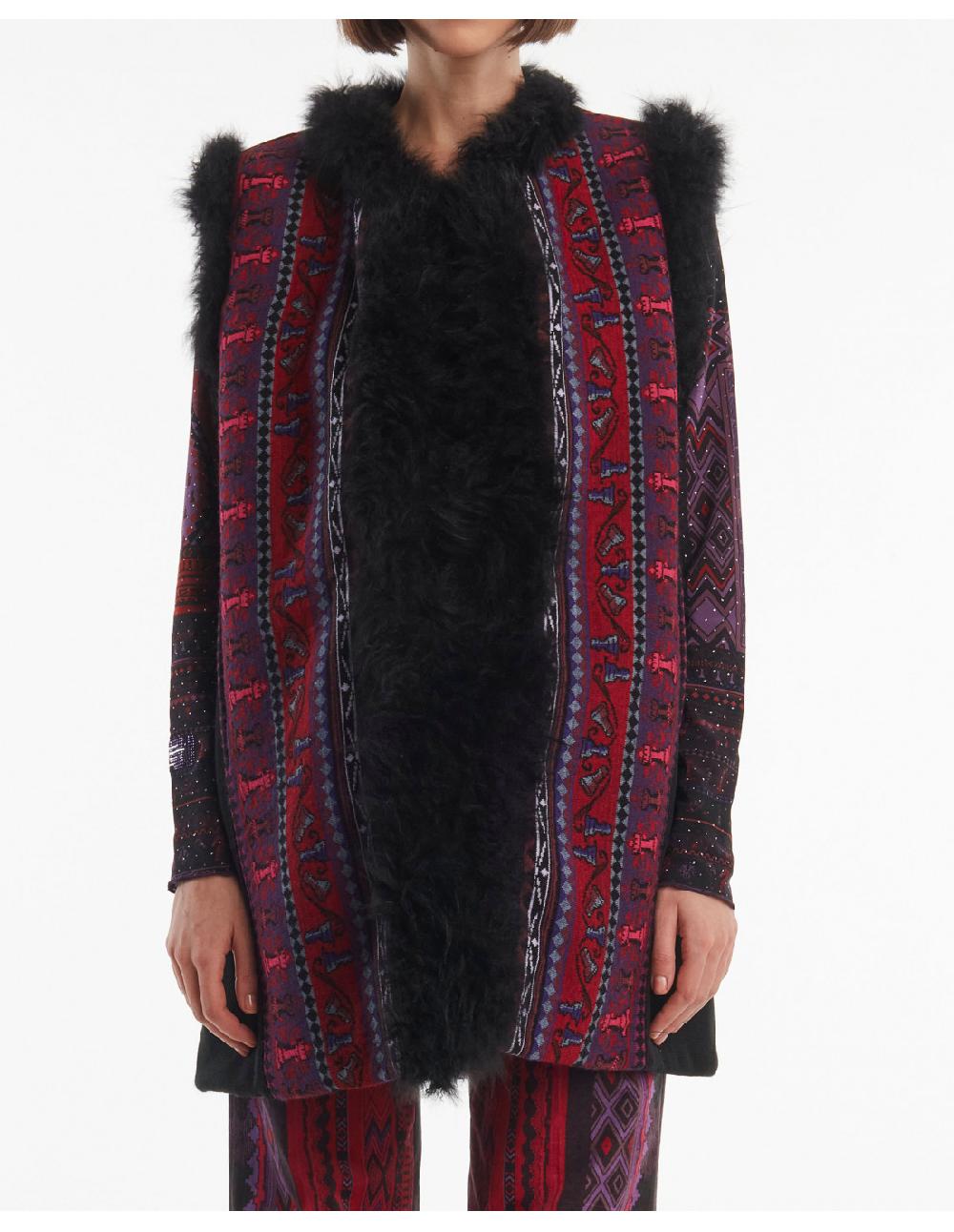 Angelo marani GILET JACQUARD C/PROFILI IN VERO PELO Qualità