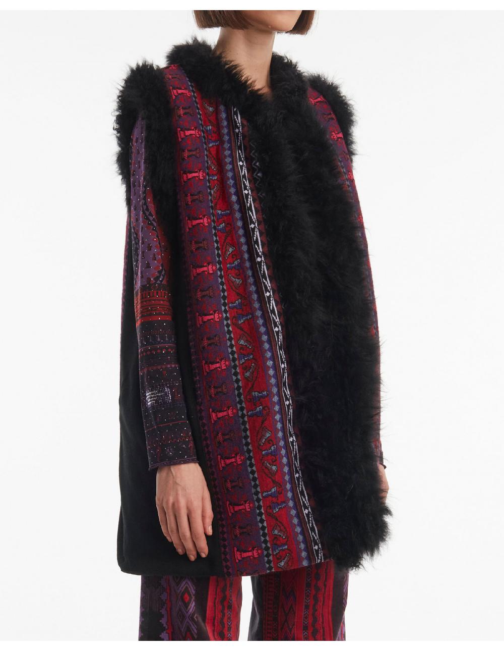 Angelo marani GILET JACQUARD C/PROFILI IN VERO PELO Qualità